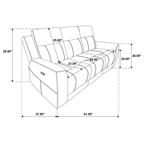 Kennett Dark Grey Chenille Upholstered Power Reclining Sofa by Coaster at Eve Furniture