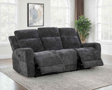 Kennett Dark Grey Chenille Upholstered Power Reclining Sofa by Coaster at Eve Furniture