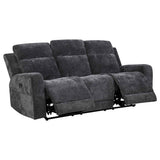 Kennett Dark Grey Chenille Upholstered Power Reclining Sofa by Coaster at Eve Furniture