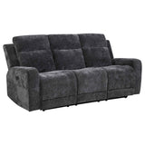 Kennett Dark Grey Chenille Upholstered Power Reclining Sofa by Coaster at Eve Furniture