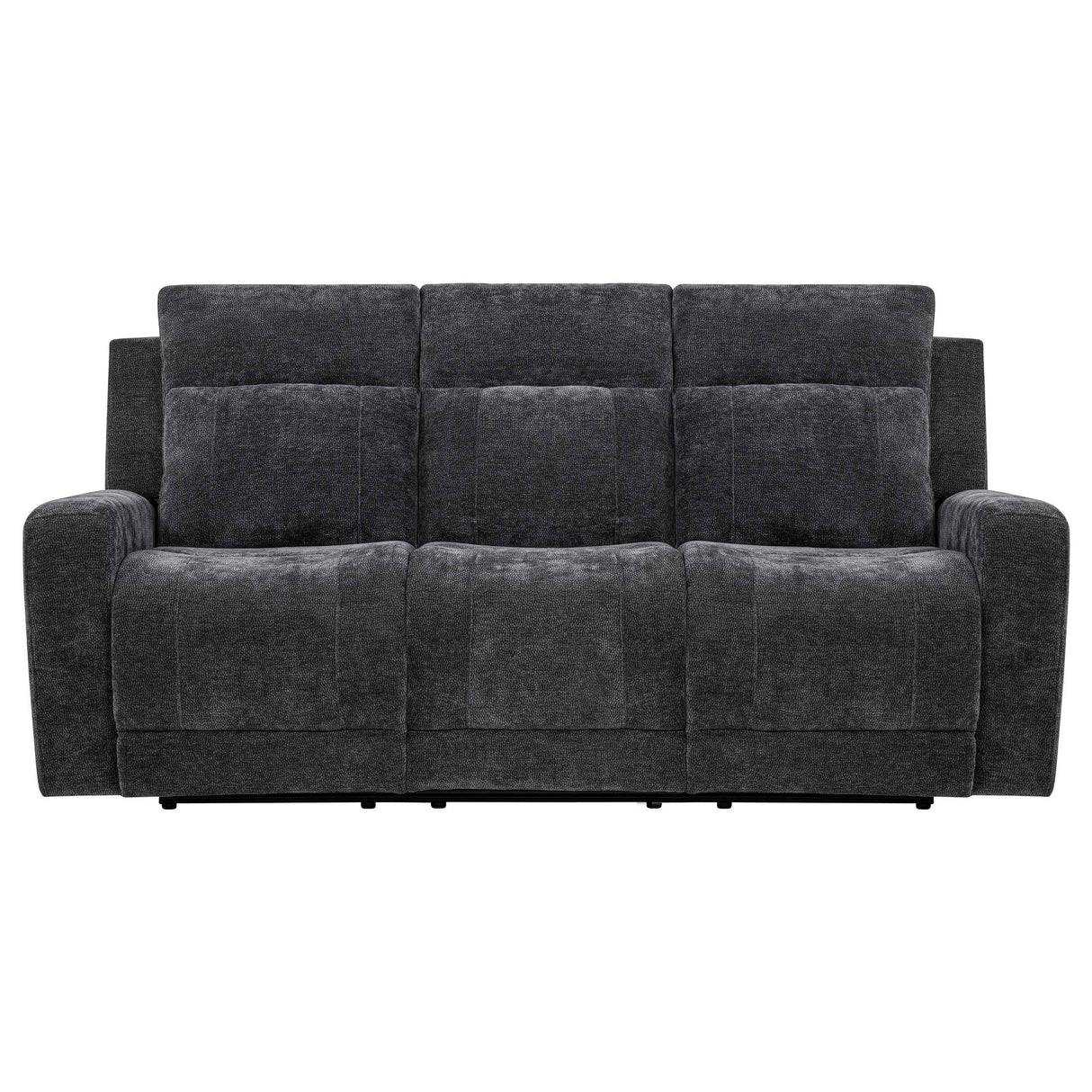 Kennett Dark Grey Chenille Upholstered Power Reclining Sofa by Coaster at Eve Furniture