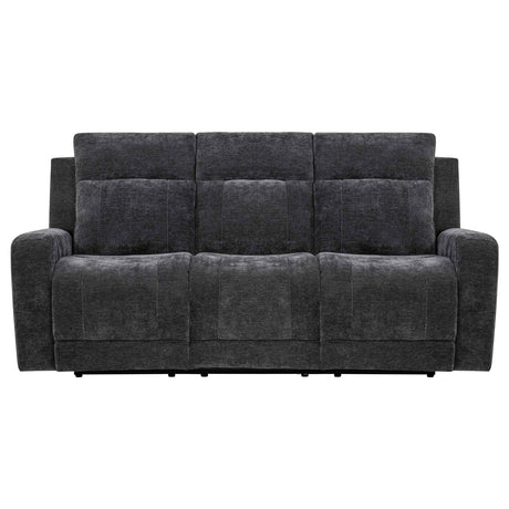 Kennett Dark Grey Chenille Upholstered Power Reclining Sofa by Coaster at Eve Furniture