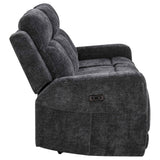 Kennett Dark Grey Chenille Upholstered Power Reclining Sofa by Coaster at Eve Furniture