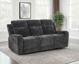 Kennett Dark Grey Chenille Upholstered Power Reclining Sofa by Coaster at Eve Furniture