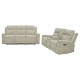 Kennett Ivory 2-Piece Chenille Power Reclining Set by Coaster at Eve Furniture