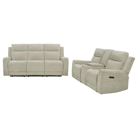 Kennett Ivory 2-Piece Chenille Power Reclining Set by Coaster at Eve Furniture