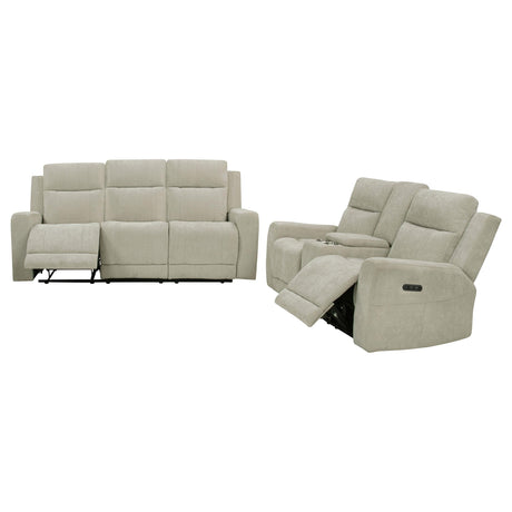 Kennett Ivory 2-Piece Chenille Power Reclining Set by Coaster at Eve Furniture