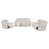Kennett Ivory 3-piece Chenille Power Reclining Sofa Set by Coaster at Eve Furniture