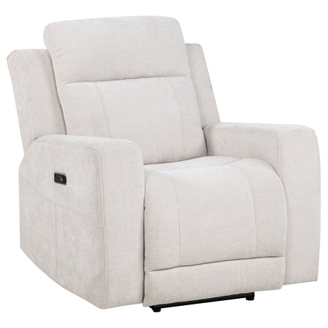 Kennett Ivory Chenille Upholstered Power Recliner Chair by Coaster at Eve Furniture