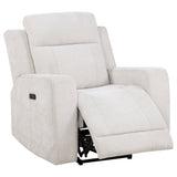 Kennett Ivory Chenille Upholstered Power Recliner Chair by Coaster at Eve Furniture