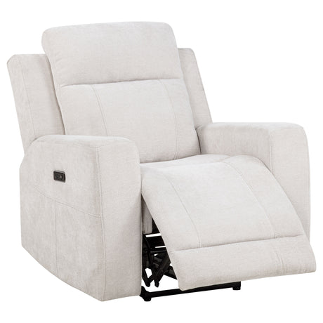 Kennett Ivory Chenille Upholstered Power Recliner Chair by Coaster at Eve Furniture