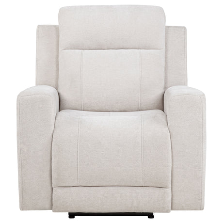 Kennett Ivory Chenille Upholstered Power Recliner Chair by Coaster at Eve Furniture