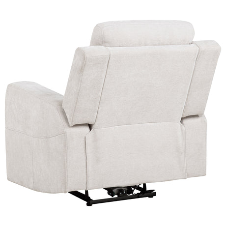 Kennett Ivory Chenille Upholstered Power Recliner Chair by Coaster at Eve Furniture