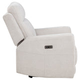 Kennett Ivory Chenille Upholstered Power Recliner Chair by Coaster at Eve Furniture