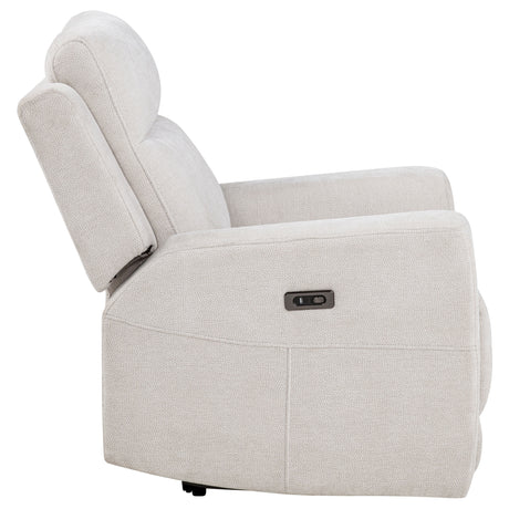 Kennett Ivory Chenille Upholstered Power Recliner Chair by Coaster at Eve Furniture
