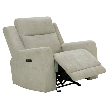 Kennett Ivory Chenille Upholstered Power Recliner Chair by Coaster at Eve Furniture