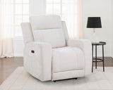 Kennett Ivory Chenille Upholstered Power Recliner Chair by Coaster at Eve Furniture