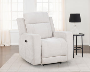 Kennett Ivory Chenille Upholstered Power Recliner Chair by Coaster at Eve Furniture