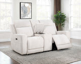 Kennett Ivory Chenille Upholstered Power Reclining Loveseat by Coaster at Eve Furniture