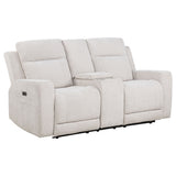 Kennett Ivory Chenille Upholstered Power Reclining Loveseat by Coaster at Eve Furniture