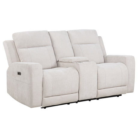 Kennett Ivory Chenille Upholstered Power Reclining Loveseat by Coaster at Eve Furniture