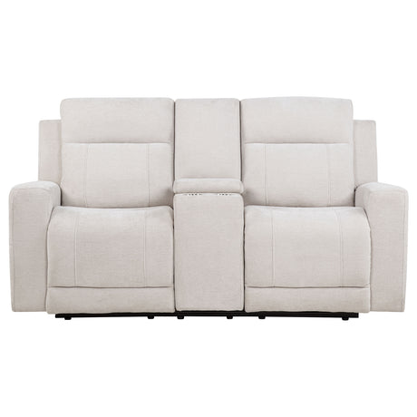 Kennett Ivory Chenille Upholstered Power Reclining Loveseat by Coaster at Eve Furniture