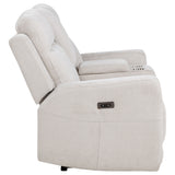 Kennett Ivory Chenille Upholstered Power Reclining Loveseat by Coaster at Eve Furniture