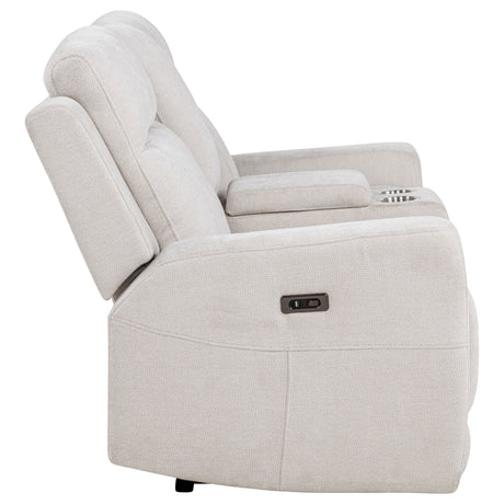 Kennett Ivory Chenille Upholstered Power Reclining Loveseat by Coaster at Eve Furniture
