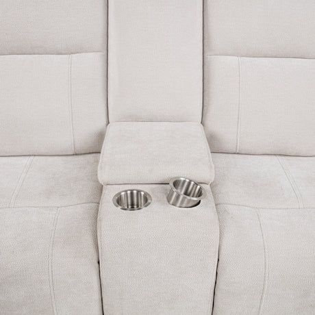 Kennett Ivory Chenille Upholstered Power Reclining Loveseat by Coaster at Eve Furniture