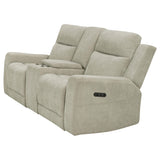 Kennett Ivory Chenille Upholstered Power Reclining Loveseat by Coaster at Eve Furniture