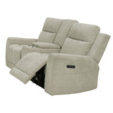 Kennett Ivory Chenille Upholstered Power Reclining Loveseat by Coaster at Eve Furniture