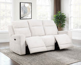 Kennett Ivory Chenille Upholstered Power Reclining Sofa by Coaster at Eve Furniture