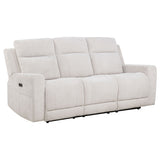 Kennett Ivory Chenille Upholstered Power Reclining Sofa by Coaster at Eve Furniture