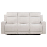 Kennett Ivory Chenille Upholstered Power Reclining Sofa by Coaster at Eve Furniture