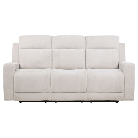 Kennett Ivory Chenille Upholstered Power Reclining Sofa by Coaster at Eve Furniture