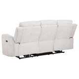 Kennett Ivory Chenille Upholstered Power Reclining Sofa by Coaster at Eve Furniture