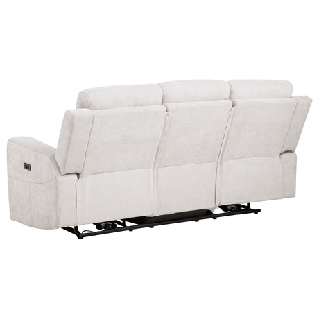 Kennett Ivory Chenille Upholstered Power Reclining Sofa by Coaster at Eve Furniture