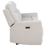 Kennett Ivory Chenille Upholstered Power Reclining Sofa by Coaster at Eve Furniture