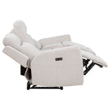 Kennett Ivory Chenille Upholstered Power Reclining Sofa by Coaster at Eve Furniture
