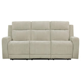 Kennett Chenille Upholstered Power Reclining Sofa Ivory by Coaster at Eve Furniture