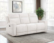 Kennett Ivory Chenille Upholstered Power Reclining Sofa by Coaster at Eve Furniture