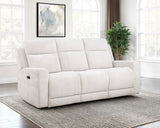 Kennett Ivory Chenille Upholstered Power Reclining Sofa by Coaster at Eve Furniture