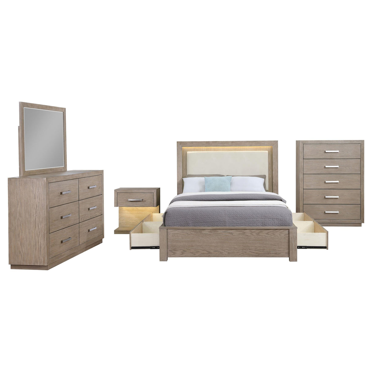 Kenora Barley Brown 5-Piece Eastern King Bedroom Set