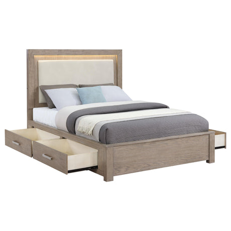 Kenora 56-inch California King LED Storage Bed Barley Brown by Coaster at Eve Furniture