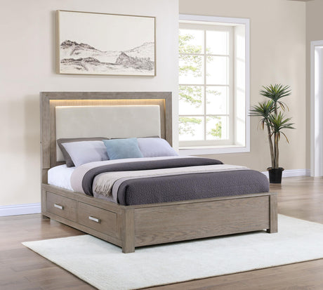 Kenora 56-inch California King LED Storage Bed Barley Brown by Coaster at Eve Furniture
