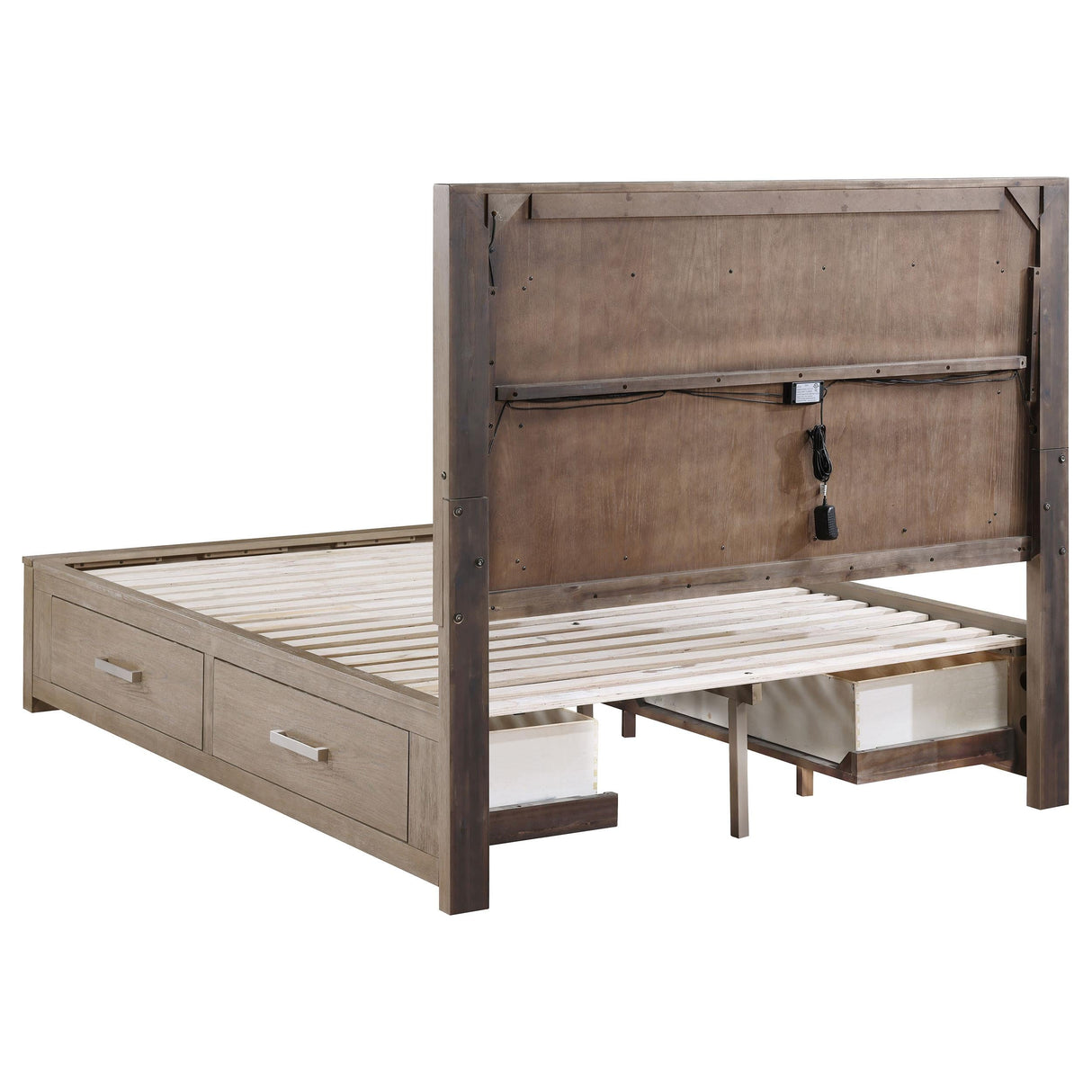 Kenora 56-inch Queen LED Storage Bed Barley Brown