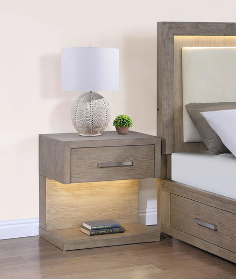 Kenora Barley Brown 1-drawer Nightstand Bedside Table by Coaster at Eve Furniture