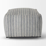 Kensie Large Blue Striped Pouf by Mercana at Eve Furniture