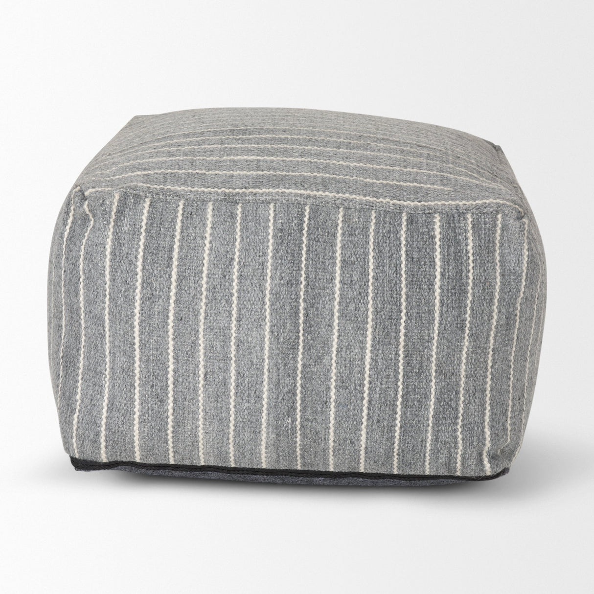 Kensie Large Blue Striped Pouf by Mercana at Eve Furniture