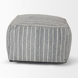 Kensie Large Blue Striped Pouf by Mercana at Eve Furniture